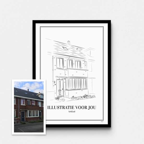 Artli illustratie huis tekening handgemaakt