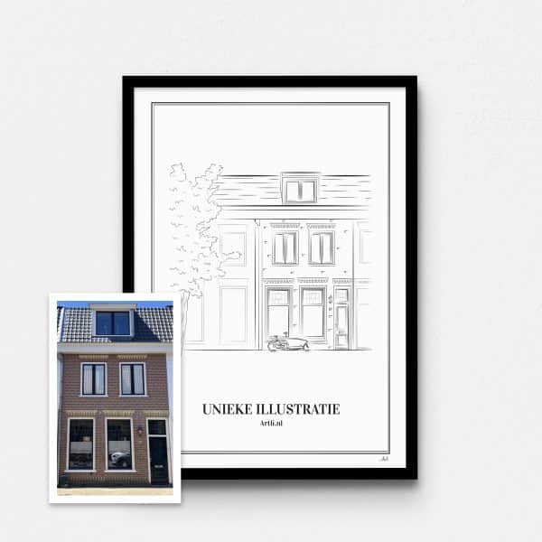 Artli illustratie huis tekening handgemaakt