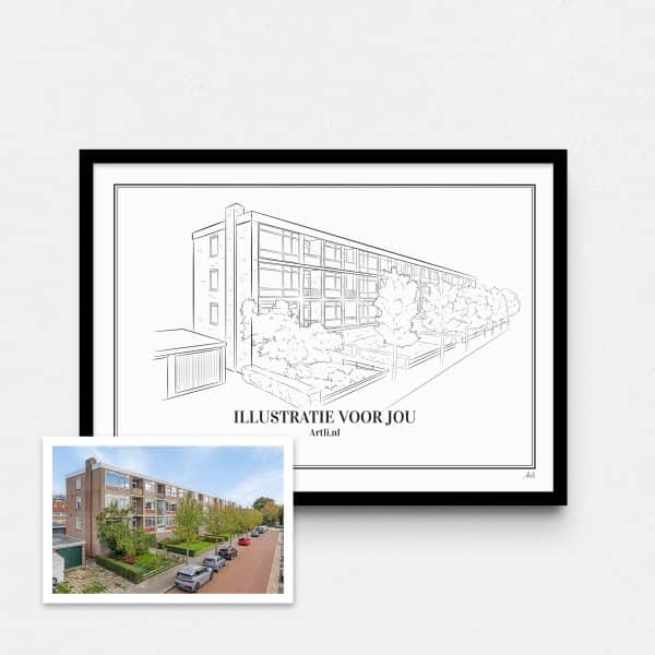 Artli illustratie huis tekening handgemaakt