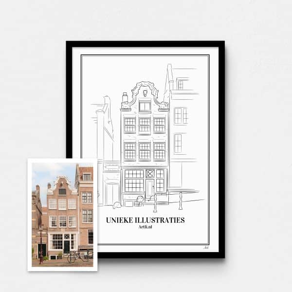 Artli illustratie huis tekening handgemaakt
