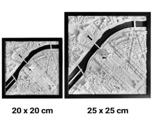 Parijs 3D stadsplattegrond afmetingen