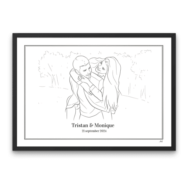 illustratie portret liefde lijntekening geliefden valentijn