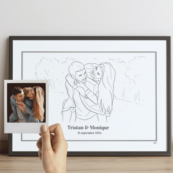 Portretten Artli lijntekeningen liefde jubileum koppel illustratie