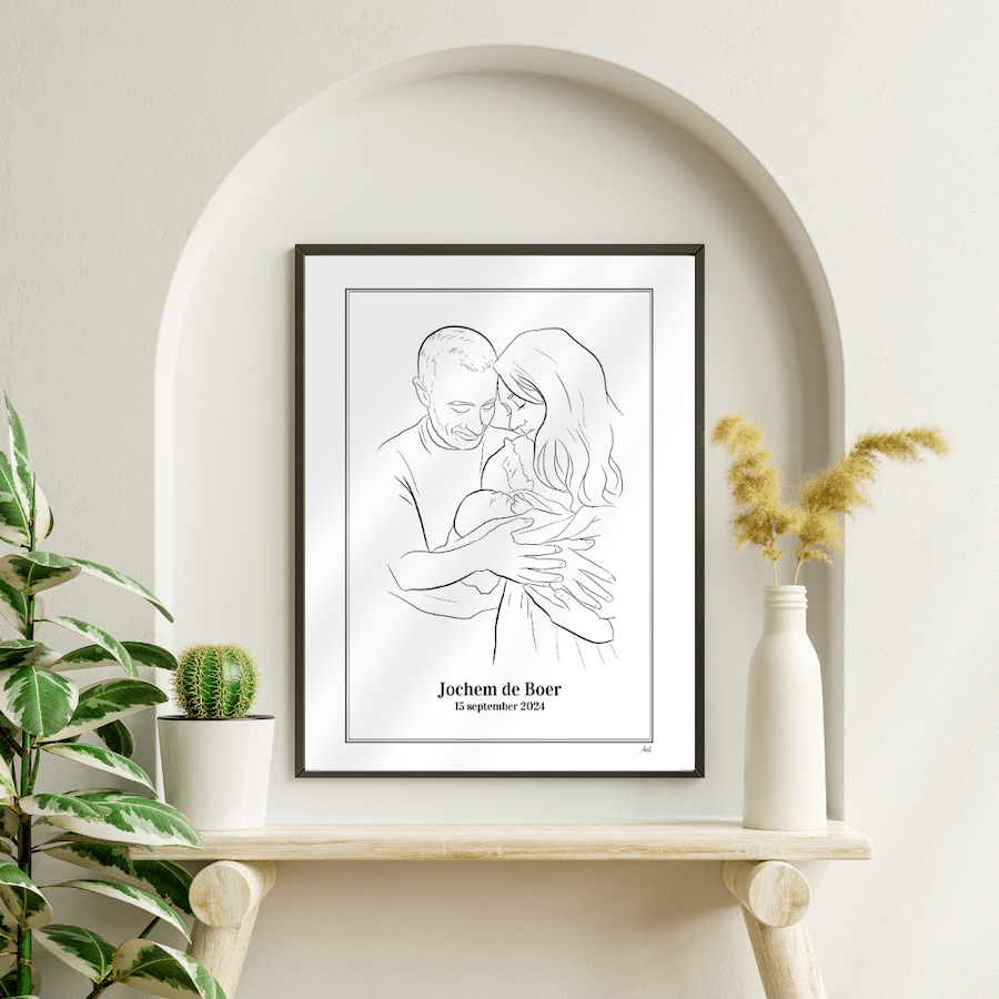 lijntekening baby artli geboorte cadeau kraam interieur