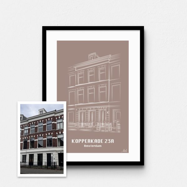 Artli kleur nieuwe stijl huis illustratie taupe wit bruin