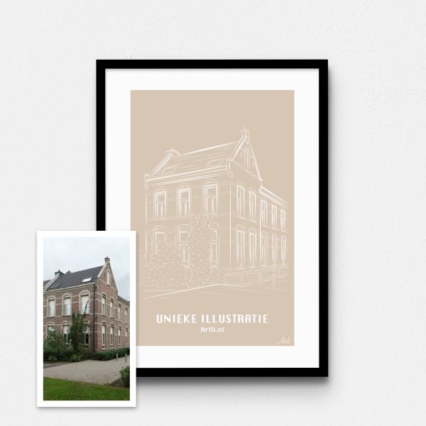 Artli kleur nieuwe stijl huis illustratie sand wit beige creme