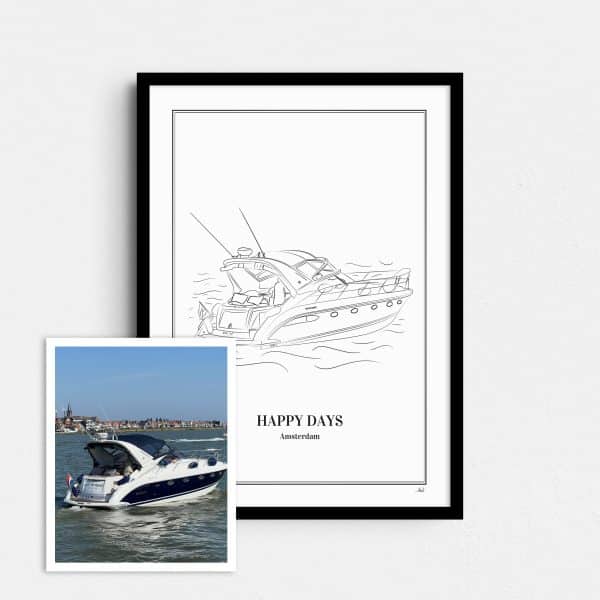 Handgetekende lijntekening van jouw schip - Afbeelding 2