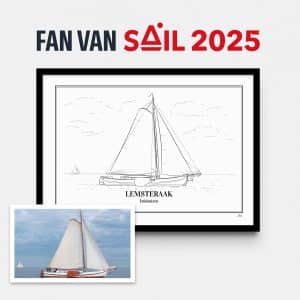 Handgetekende lijntekening van jouw schip