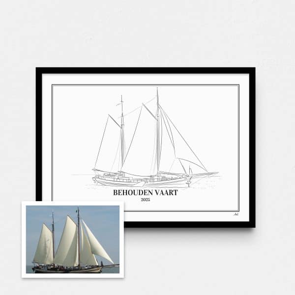 Schip illustratie, tekening van boot voorbeeld, tall ship